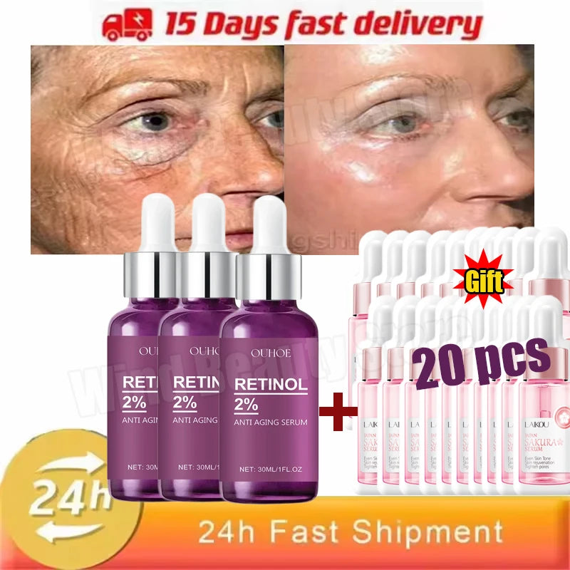 Retinol Remove Wrinkle Face Serum Lift Firming Anti Aging Fade Fine Lines Whitening Brightening Moisturizer Skin Care Cosmetics