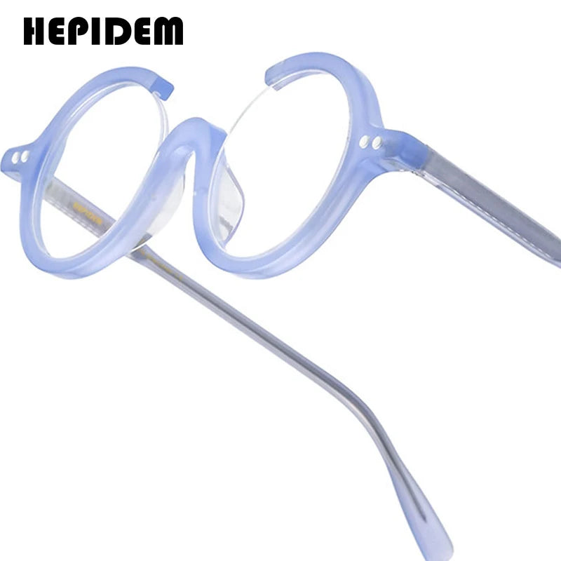 HEPIDEM Acetate Glasses Men Brand Designer Round Women Nerd Eyeglasses Frame Japanese Handmade Spectacles Vintage Eyewear 9191