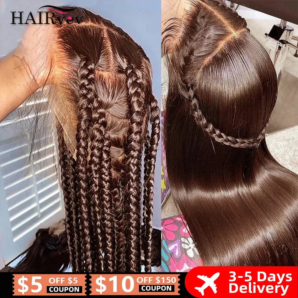 Chocolate Brown Straight Lace Front Wigs Human Hair 13x6 Hd Lace Frontal Wig Brazilian Preplucked 13x4 Dark Brown Full Lace Wigs