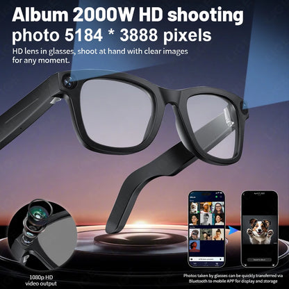 LIGE New 800W Pixels Camera AI smart glasses 32GB Memory 1080P Video Shoot Wireless Transmission AI Translation Smart Sunglasses