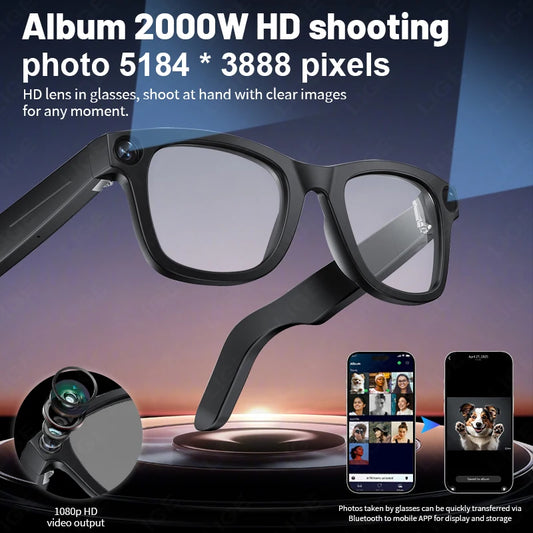 LIGE New 800W Pixels Camera AI smart glasses 32GB Memory 1080P Video Shoot Wireless Transmission AI Translation Smart Sunglasses