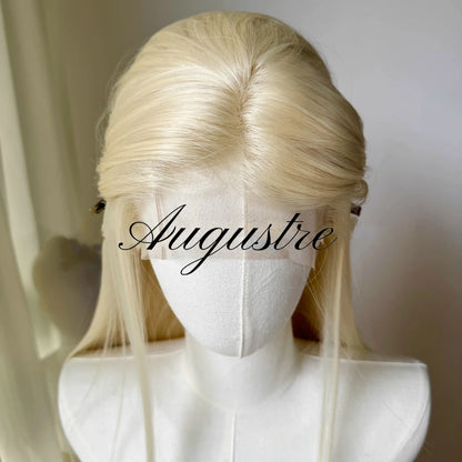 Light Gold 13 * 4 Hand Hook Front Lace Wig Headset, High Temperature Spinning, Long Straight Hair Simulation Hair Wig