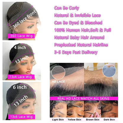 Chocolate Brown Deep Wave Human Hair Wig 30 Inch Transparent Lace Frontal Wigs For Women 13x6  Lace Front Water Curly Wave Wig