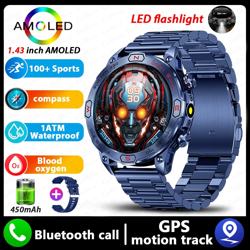 2024 New Real AMOLED Smart Watch Men 450 mAh Battery Fitness Tracker IP68 Waterproof Bluetooth Call Smartwatch For Huawei Xiaomi