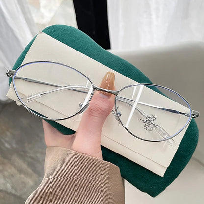 New Fashion Glasses Frame Men Women Ultralight Ellipse Metal Frame Anti Blue Light Transparent Lens Optical Eyeglasses