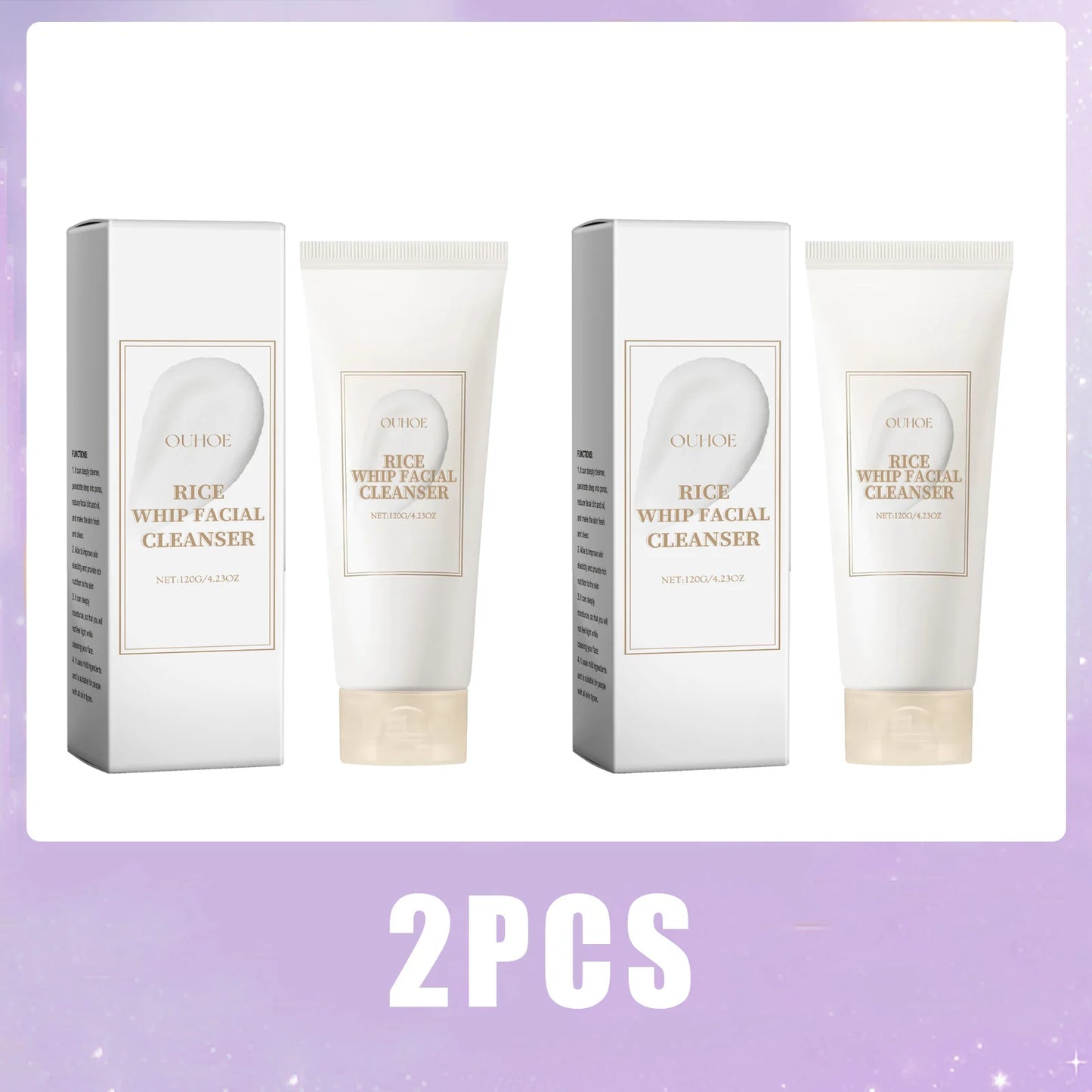 Rice Raw Pulp Facial Cleanser Face Wash Foam Pore Cleansing Moisturizing Exfoliation Brighten Skin Rejuvenation Makeup Remover