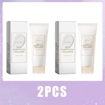 Rice Raw Pulp Facial Cleanser Face Wash Foam Pore Cleansing Moisturizing Exfoliation Brighten Skin Rejuvenation Makeup Remover