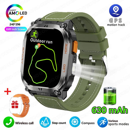 2025 New GPS Track Smart Watch Men IP68 Waterproof 2.01-inch HD Screen Compass 630mah Battery Bluetooth Call Outdoor Smart watch