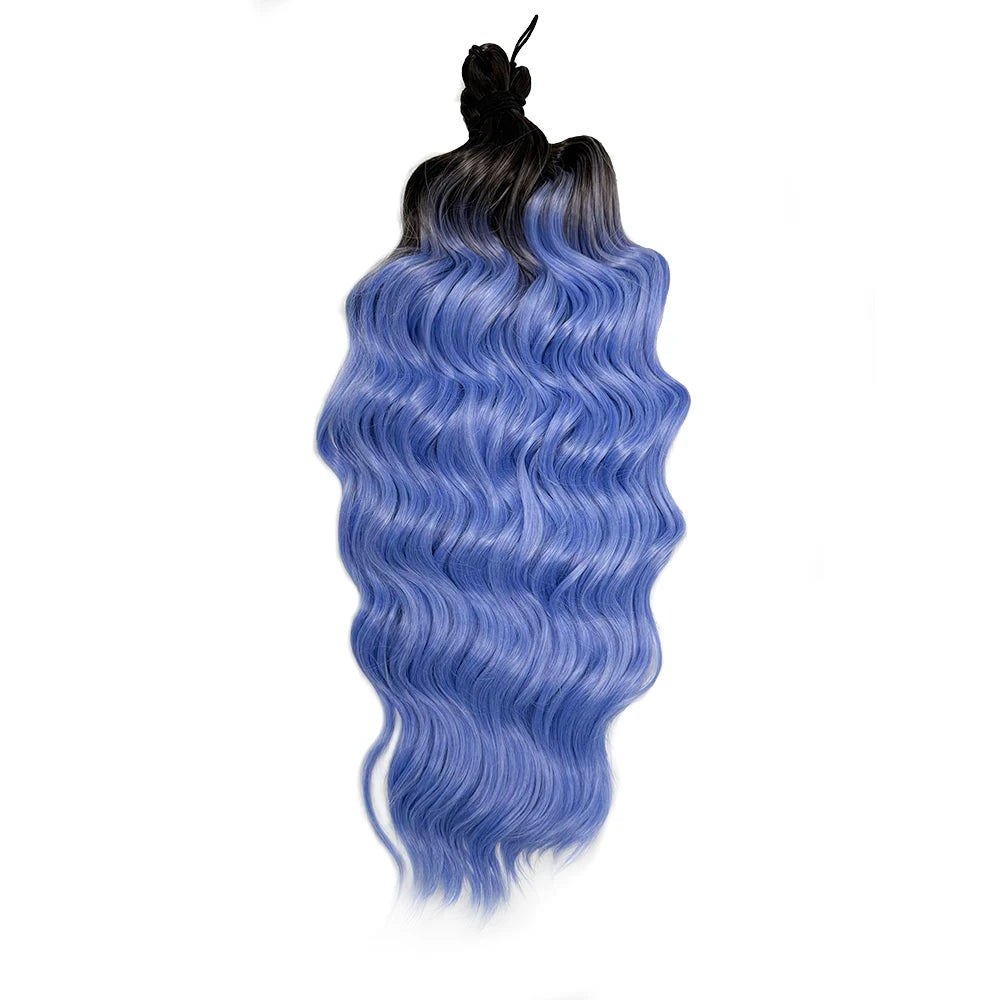 Anna 3Pcs 24Inches 300grams Ombre Pink Water Wave Crochet Braiding Ombre Sliver White Synthetic Hair Extension Body Wavy Braids