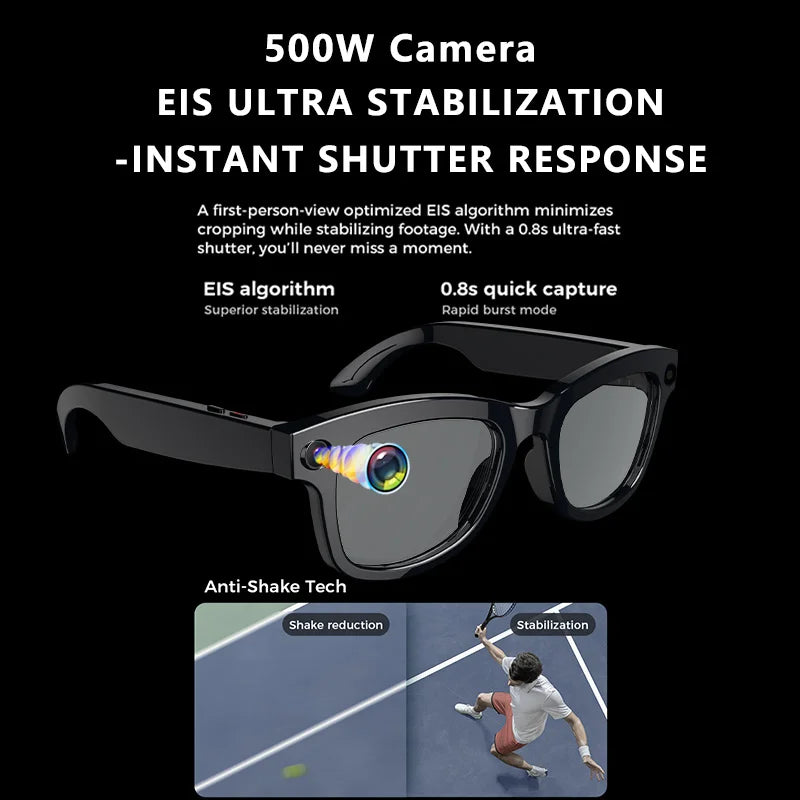 AI Smart Glasses Voice Assistant Translation 500W 1080P Camera Bluetooth Call Outdoor Sports Headsets Sunglasses For Men Women