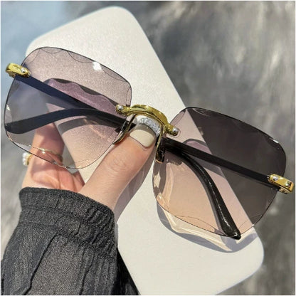 Square Sunglasses Woman Fashion Rimless Gradient Sun Glasses Brand Designer Sunglasses for Women Очки Солнечные Женские Очки