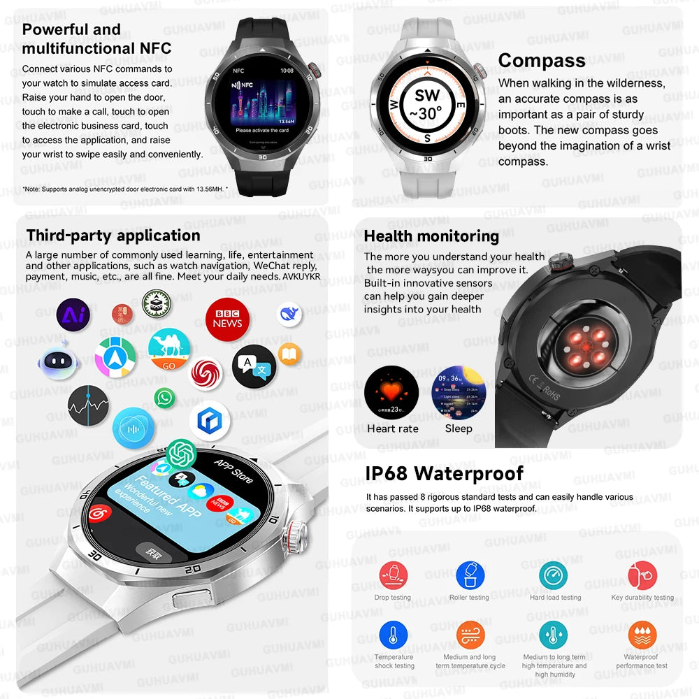 DT5 Pro Watch 32Gb Memory Local Music Bluetooth Call GPS Tracker Compass 3D Menu Bluetooth Smart Watch Men Women 2025