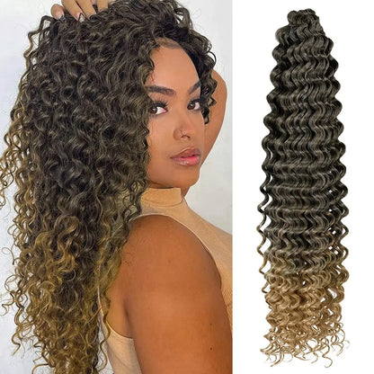Long Deep Wave Braiding Hair 28 Inch Ocean Wave Crochet Hair Synthetic Deep Curly Crochet Hair Extensions For Black Women