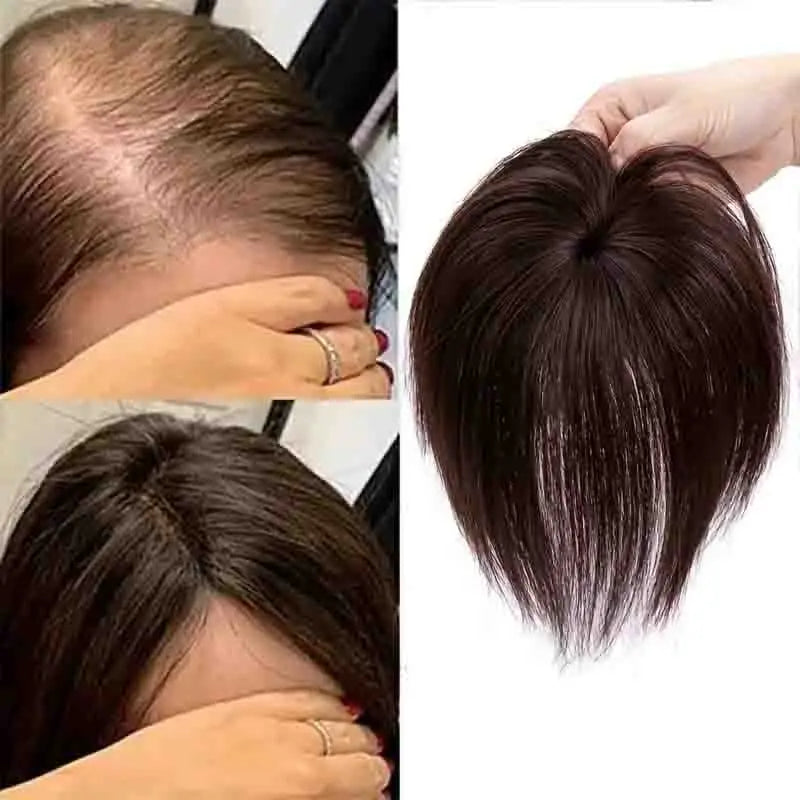 Thick Human Hair Topper Invisible Breathable Straight Hair Topper Clip-in Hair Topper for Hair Loss