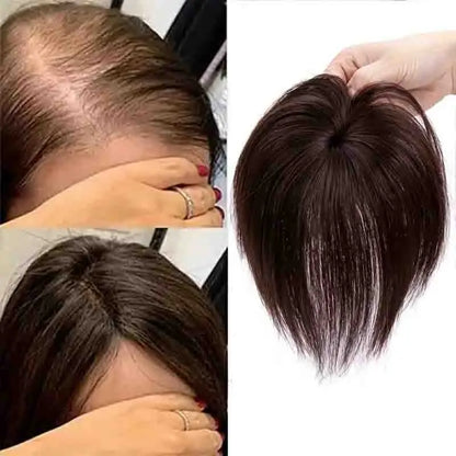 Thick Human Hair Topper Invisible Breathable Straight Hair Topper Clip-in Hair Topper for Hair Loss