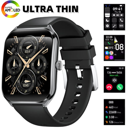 Fashion Ultra-Slim Amoled Smartwatch 1.96inch Curved BT Call Long Battery Life Fitness Watches Men AMOLED Smart Watch for Sport