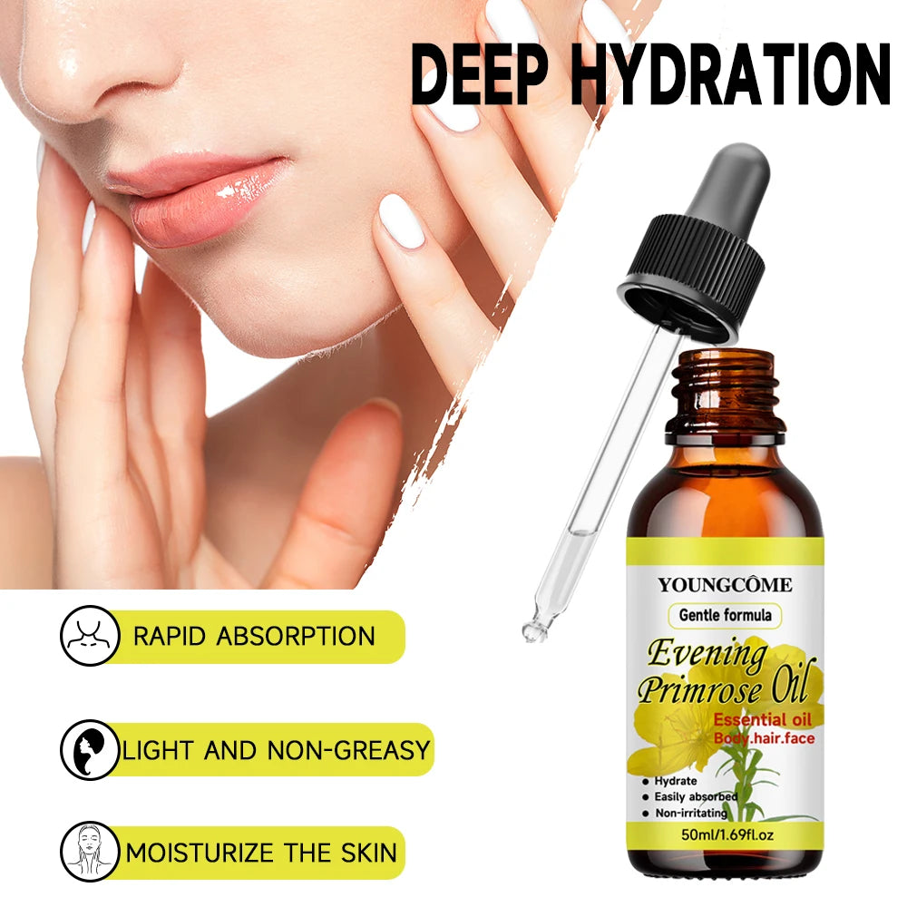 Natural evening primrose essential oil,Repairs Damaged Hair Improves HairQuality Moisturizes Hair Care oil DeepMoisturizing Care