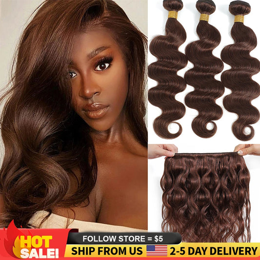 Brown Human Hair Bundles Body Wave Bundles Human Hair Brazilian 1/3/4 PCS Bundle Deal Hair Weft 100% Raw Hair Extensions On Sale