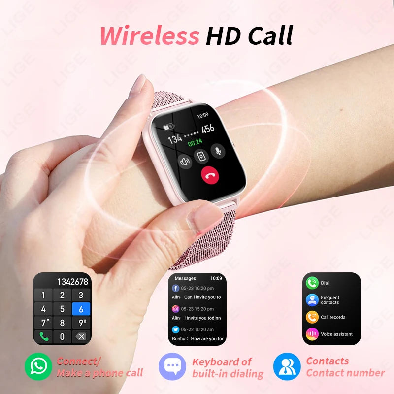 LIGE 2025 Smart Watch Women Bluetooth Call Sport Fitness Tracker Watch Health Monitor Fashion Ladies Men Smartwatch For Android