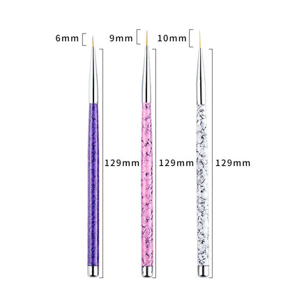 Acrylic French Stripe Nail Art Liner Brush Set 3D Tips Manicure Ultra-thin Line Drawing Pen UV Gel Brushes Painting Tools