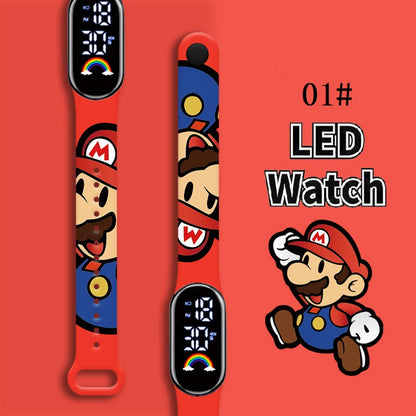 Mario Bros Children's Watches Action Figures Luigi Princess Peach Yoshi Bowser kids Sport Wristband Waterproof Digital Watch