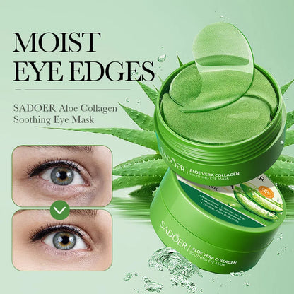 60pcs SADOER Aloe Vera Collagen Eye Mask Anti Dark Circles EyesCare Gel Masks Eyepatch Beauty skincare Moisturizing  Eye Patches