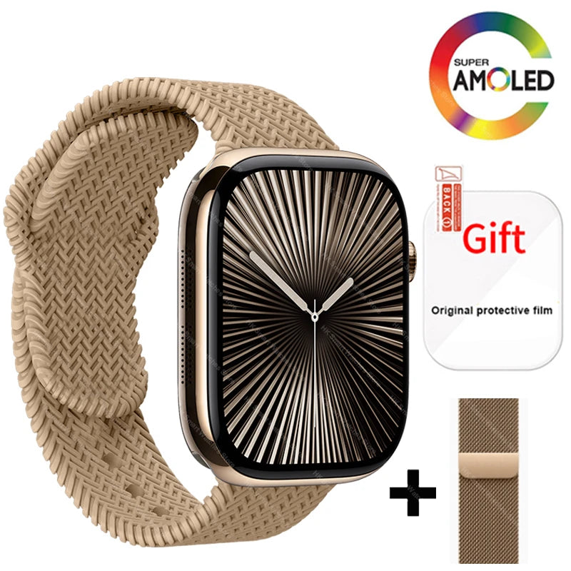 2025 New HK 11 Pro MAX Smart Watch Series 10 46mm AMOLED 4G ROM Bluetooth Call Network AI Robot Clock NFC Compass WatchMen Women