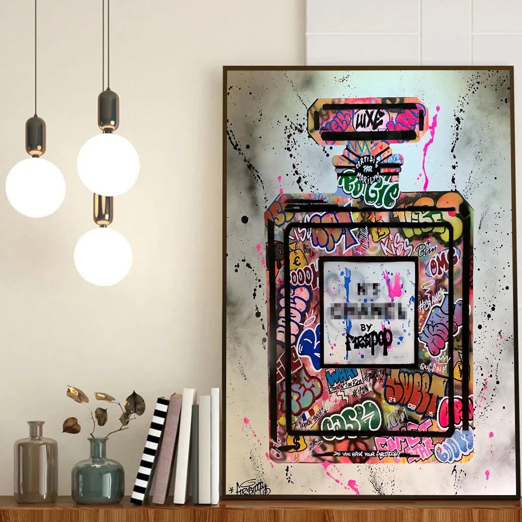 Abstract Street Graffiti Ink Style Perfume Stylized Wall Art Posters Home Room Decor Canvas Painting Mural Picture Print Artwork
