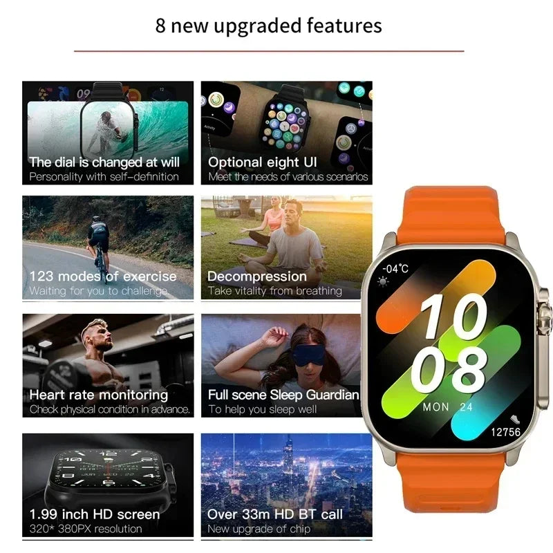 New Watch T10 Ultr Smart Watch Men 49mm 2.09 Inch NFC Women GPS Track Bluetooth Call BT Music Games Wireless Charging Smartwatch