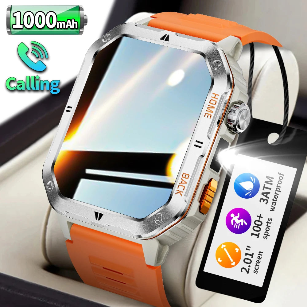 LIGE Fashion 1000mAh Big Battery Smart Watch Men 2.01” HD Screen Bluetooth Call 3ATM Waterproof Sports Health Monitor Smartwatch