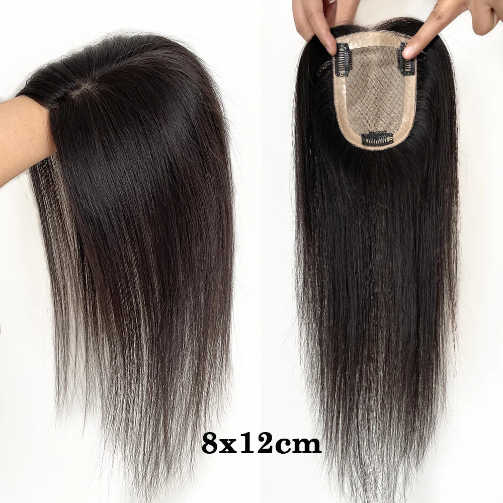 Breathable Silk Base Human Hair Women Toppers 4 Sizes Natural Scalp Top Virgin European Human Hair Pieces with Clips