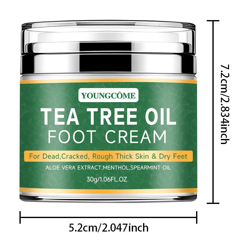 Foot moisturizer with aloe vera and tea tree oil to deeply nourish the skin, for dry and rough skin, daily hand and foot care