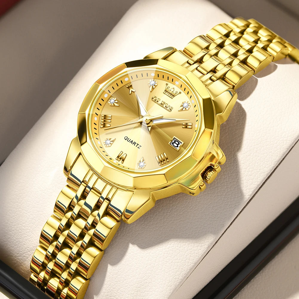 OLEVS Watch 9931X Ladies Perfume Watch Original Elegant Quartz Watch Waterproof Luminous Stainless Steel Date Set Watch Bracelet