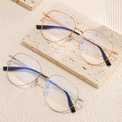 TFTB Titanium Fashion Pilot Men Glasses Ultra Light Flexible Trendy Women Eyewear Optical Prescription Eyeglasses Frame 142mm
