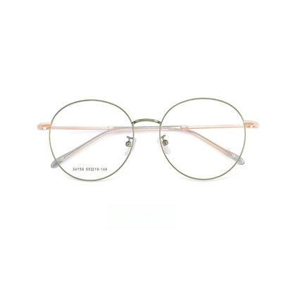 YIMARUILI Ultralight Fashion Big Size Spectacle Frame Round Retro Optical Prescription Men's and Women's Eyeglasses Frame 34759
