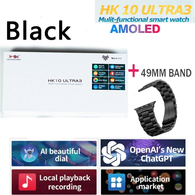 New Origina HK10 ULTRA 3 Smartwatch Men 4G ROM ChatGPT NFC Compass HK9 ULTRA2 MAX Upgrade Watches Sports BT Call Smart Watch Men