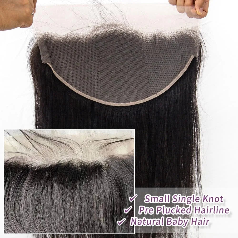 12A Grade Human Hair 13x6 Large Lace Frontal Tranparent Lace Brazilian Virgin Hair Natural Color 10-22 Inch Full End 150%