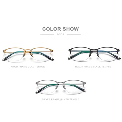 FONEX Pure Titanium Glasses Frame Men Vintage Square Eyewear Women Ultralight Semi-Rimless Half-Rim Japanese Eyeglasses 8502