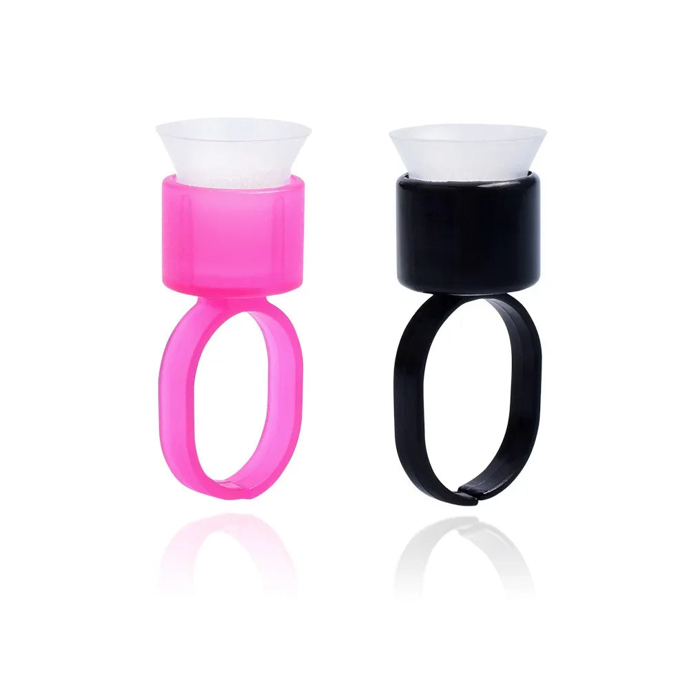 100/50/10PCS Tattoo Ink Ring Cups Microblading Pigment Ring Cap With Sponge Plastic Tattoo Tool Permanent Makeup Accessories