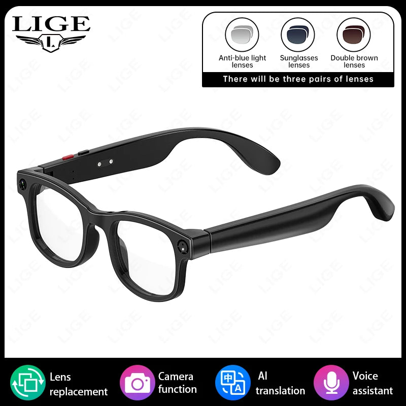 500W Camera Glasses Translate Smart Glasses Voice Call Music Sunglasses AI GPT Camera BT&WIFI Video Recording Anti-blue Light