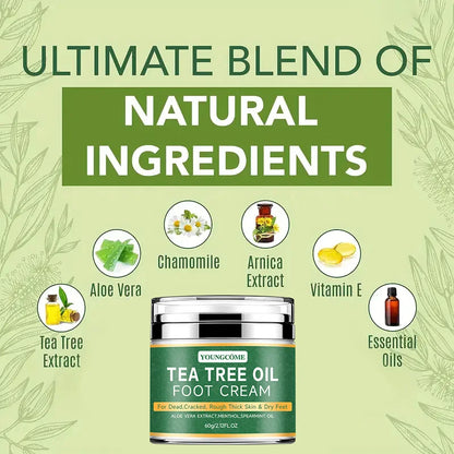 Foot moisturizer with aloe vera and tea tree oil to deeply nourish the skin, for dry and rough skin, daily hand and foot care