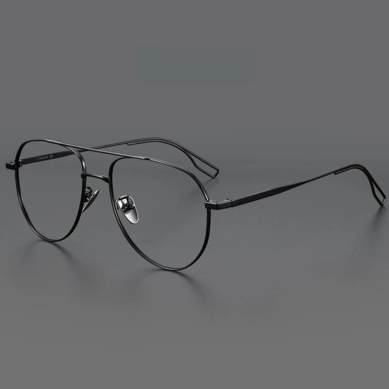 FIRADA New Fashionable Comfortable Pilot Glasses Retro Double Beam Pure Titanium Prescription Eyewear Frames For Men 061-C