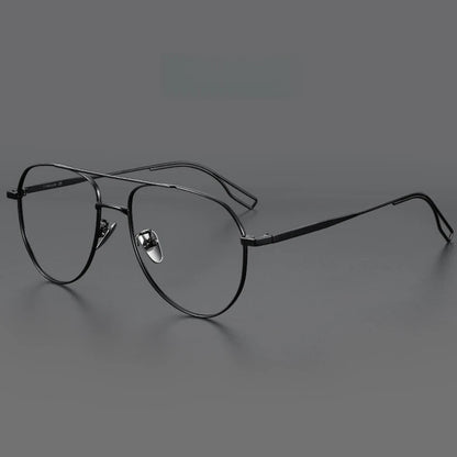 FIRADA New Fashionable Comfortable Pilot Glasses Retro Double Beam Pure Titanium Prescription Eyewear Frames For Men 061-C