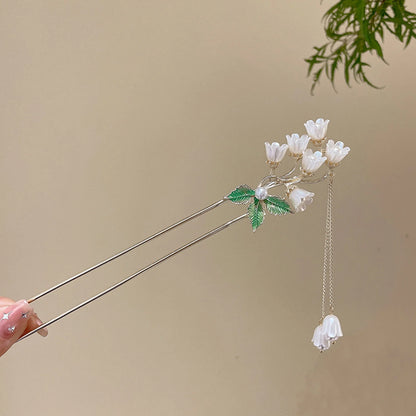 Light Luxury Flower Hairpin For Women Chinese Style Floral Butterfly Tassel Hair Stick Elegant Metal Jewelry Hairpin Hair Clips