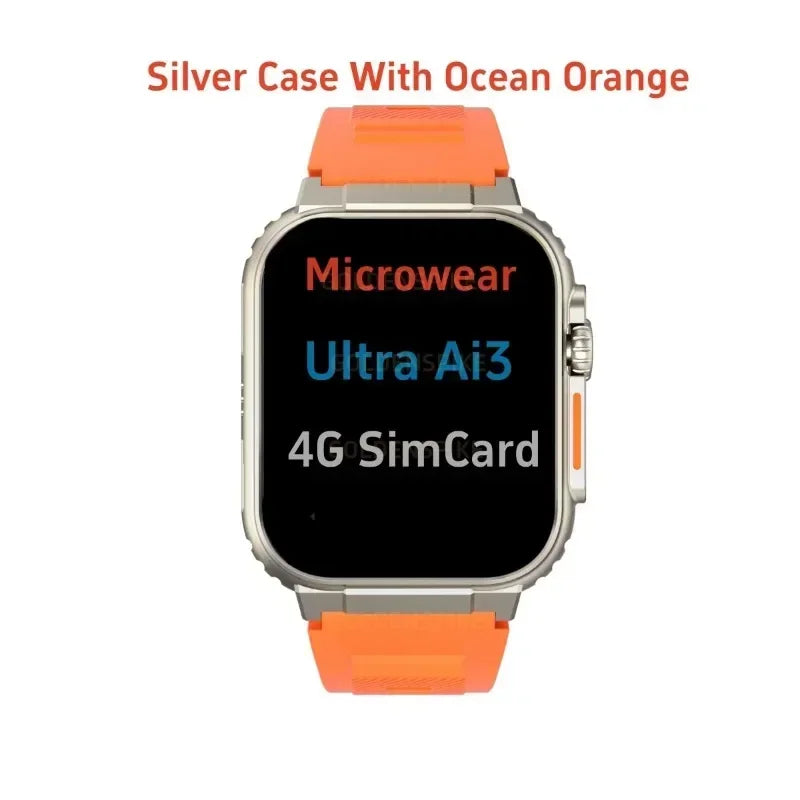 Original Ultra Ai3 Smartwatch with 4G Android Amoled HD Camera GPS WIFI Google Play Store Apps Games Bluetooth Smart Watch
