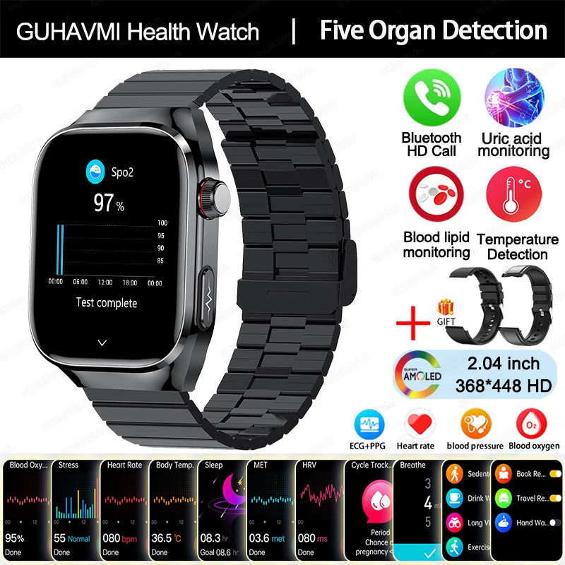 New Micro Physical Examination Five Organ Health Smartwatch Blood Pressure Uric Acid Body Fat Watches Bluetooth Call Smart Watch