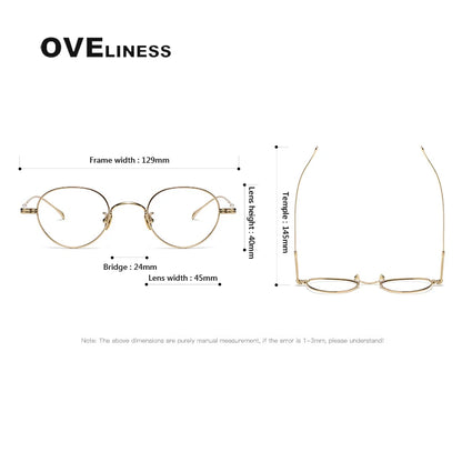 Pure Titanium Glasses Frame men Women Vintage Round Brand Design Eyeglasses Frame male New Titan Eyewear High Quality spectacles
