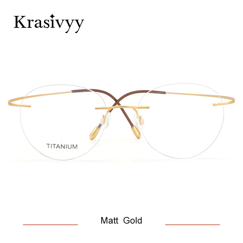 Krasivyy Round Rimless Glasses Frame Men Ultralight Myopia Prescription Eyeglasses Women Vintage Pure Titanium Optical  Eyewear