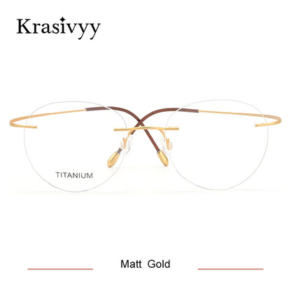 Krasivyy Round Rimless Glasses Frame Men Ultralight Myopia Prescription Eyeglasses Women Vintage Pure Titanium Optical  Eyewear