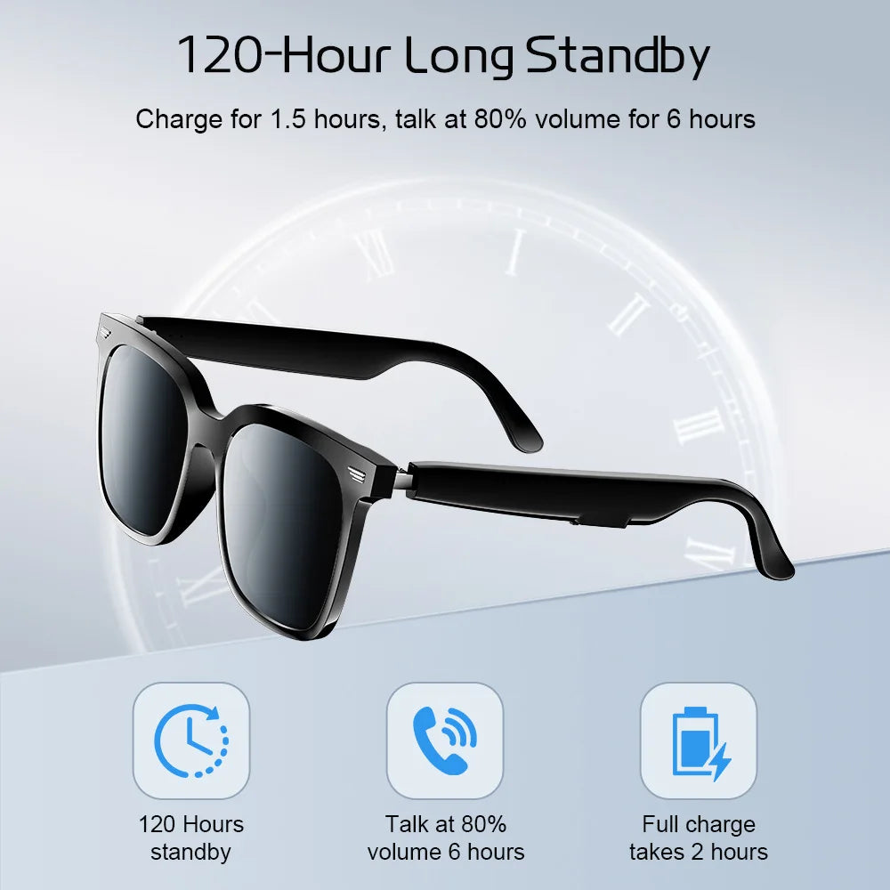 Smart Glasses AI Wireless Glasses Bluetooth Call Prescription Glasses Custom Wireless Earphones Men's Sunglasses UV Protection